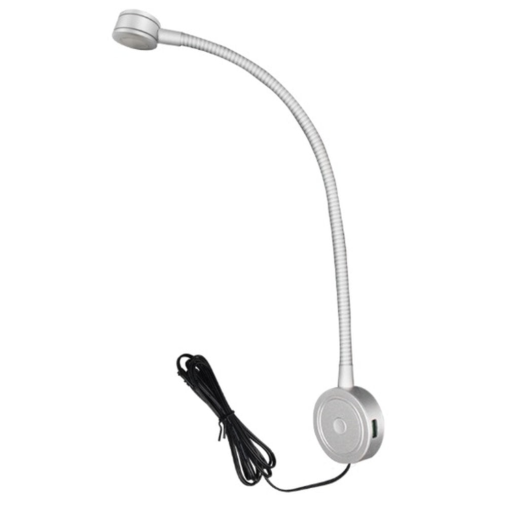 Hollex LED leeslamp met USB chroom 10-30V 1,5W warm wit (0100.13973)