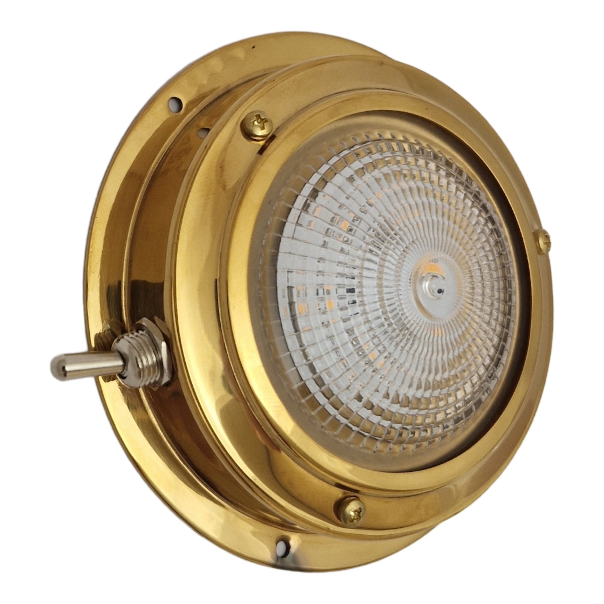 Hollex plafonnière opbouw messing 12V 110mm ww LED (010154)