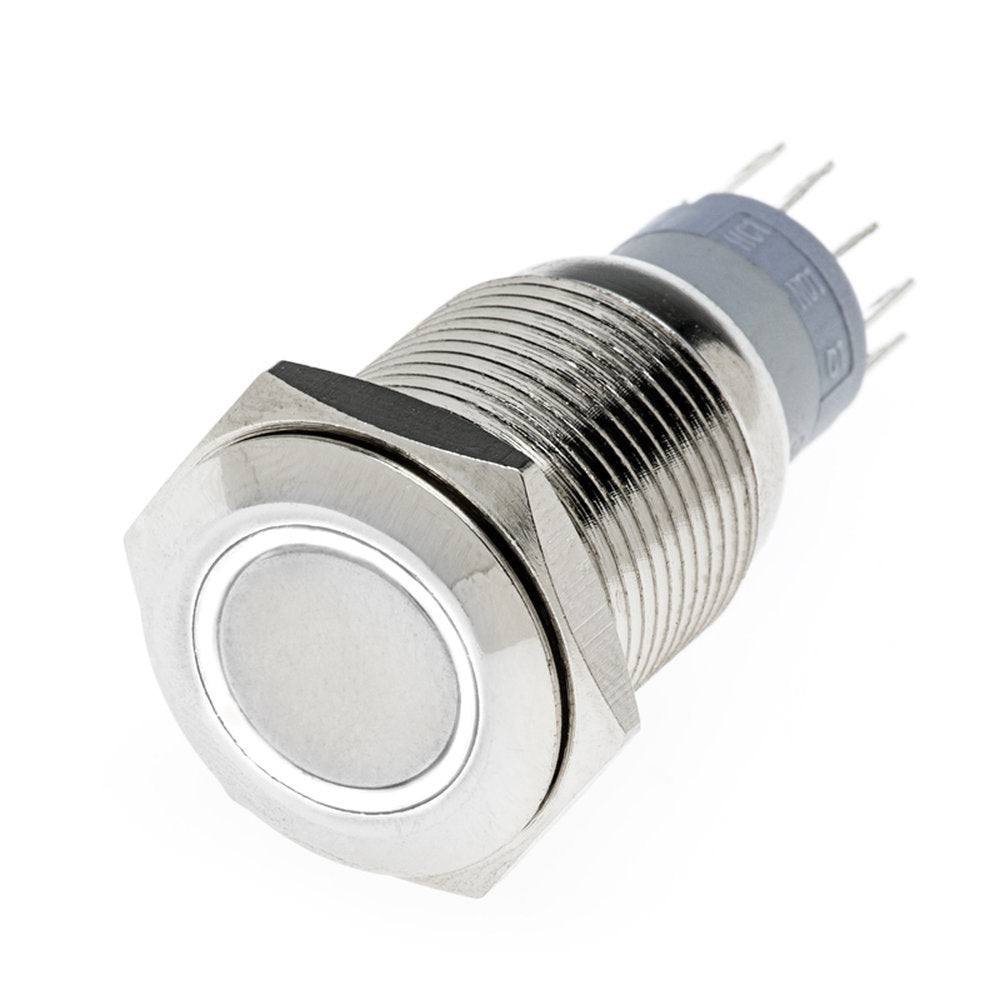 Hollex drukknop rvs 24V aan/uit LED wit (020267)