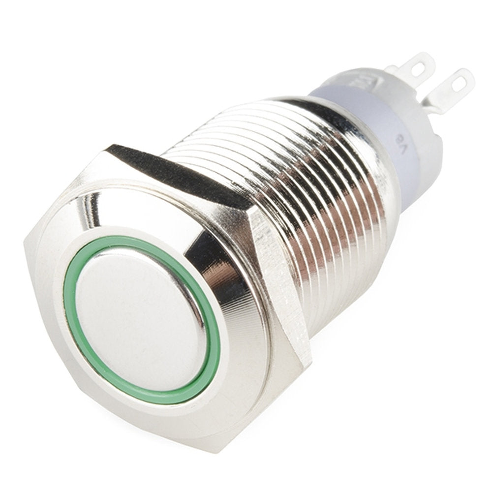 Hollex drukknop 16mm 12V aan/uit LED groen (020284)