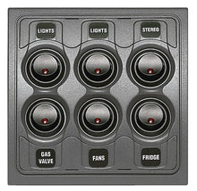 BEP Marine switch panel cOntour interior 1000 series DC 24V 6xOn/Off 6x15A fuses (1000-6W-24V)