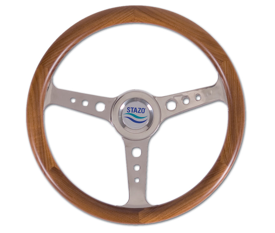 Stazo stuurwiel type 56 teak/rvs 35cm (1567)