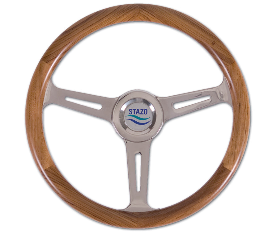 Stazo stuurwiel type 57 teak/rvs 35cm vaste naaf (1568)