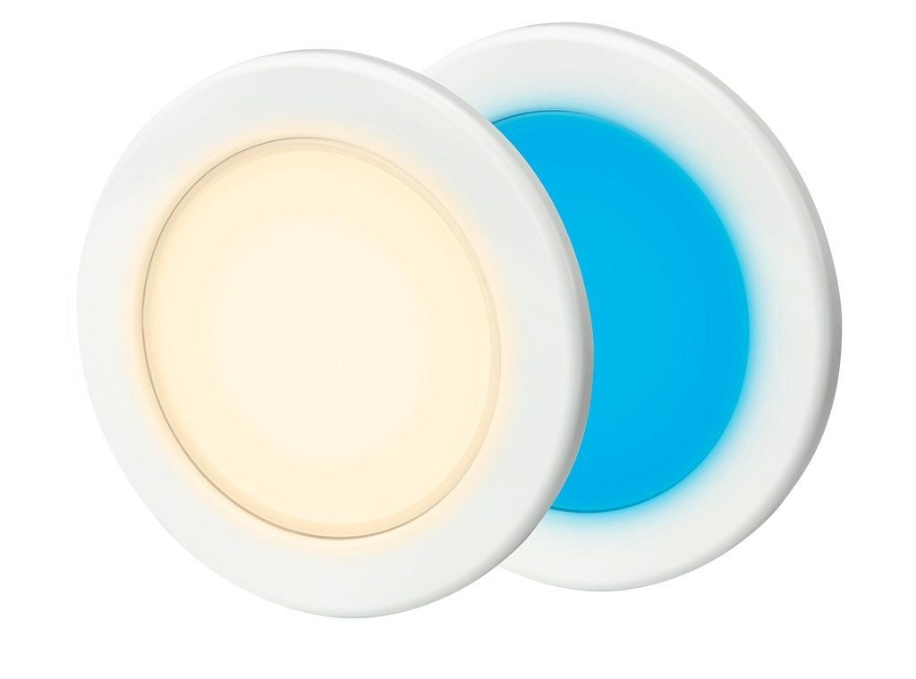 Hella EuroLED 95 down light rond wit met warm wit/blauw licht schroefbevestiging (2JA958 340-091)
