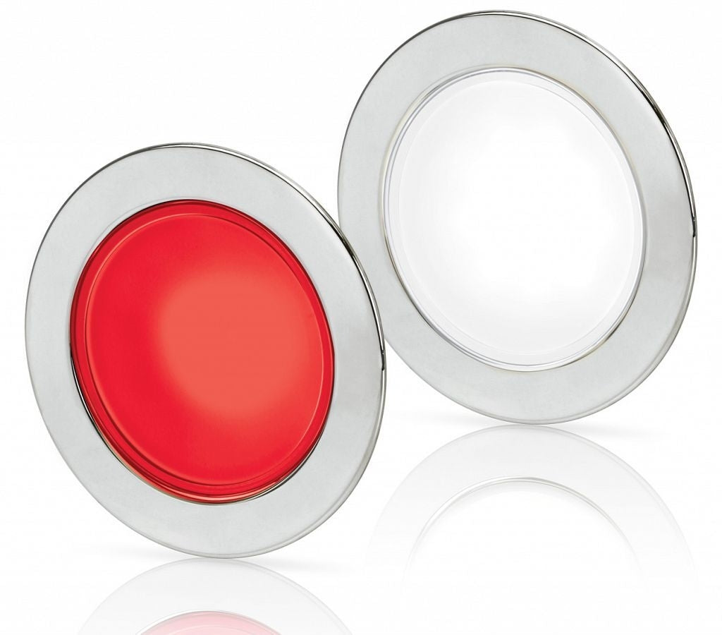 Hella EuroLED 95 down light rond rvs met wit/rood licht veerbevestiging (2JA958 340-101)