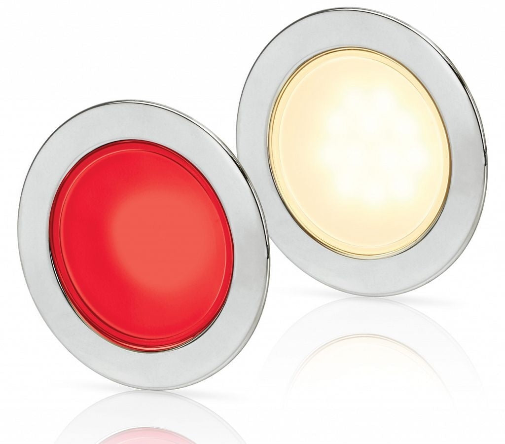 Hella EuroLED 95 down light rond rvs met warm wit/rood licht veerbevestiging (2JA958 340-121)