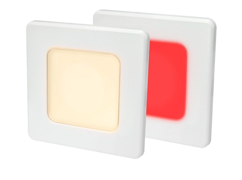 Hella EuroLED 95 down light vierkant wit met warm wit/rood licht schroefbevestiging (2JA958 340-571)