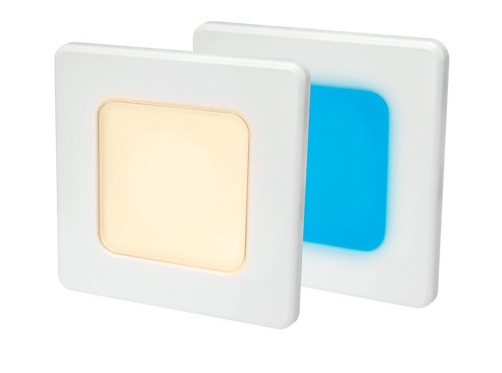 Hella EuroLED 95 down light vierkant wit met warm wit/blauw licht schroefbevestiging (2JA958 340-591)
