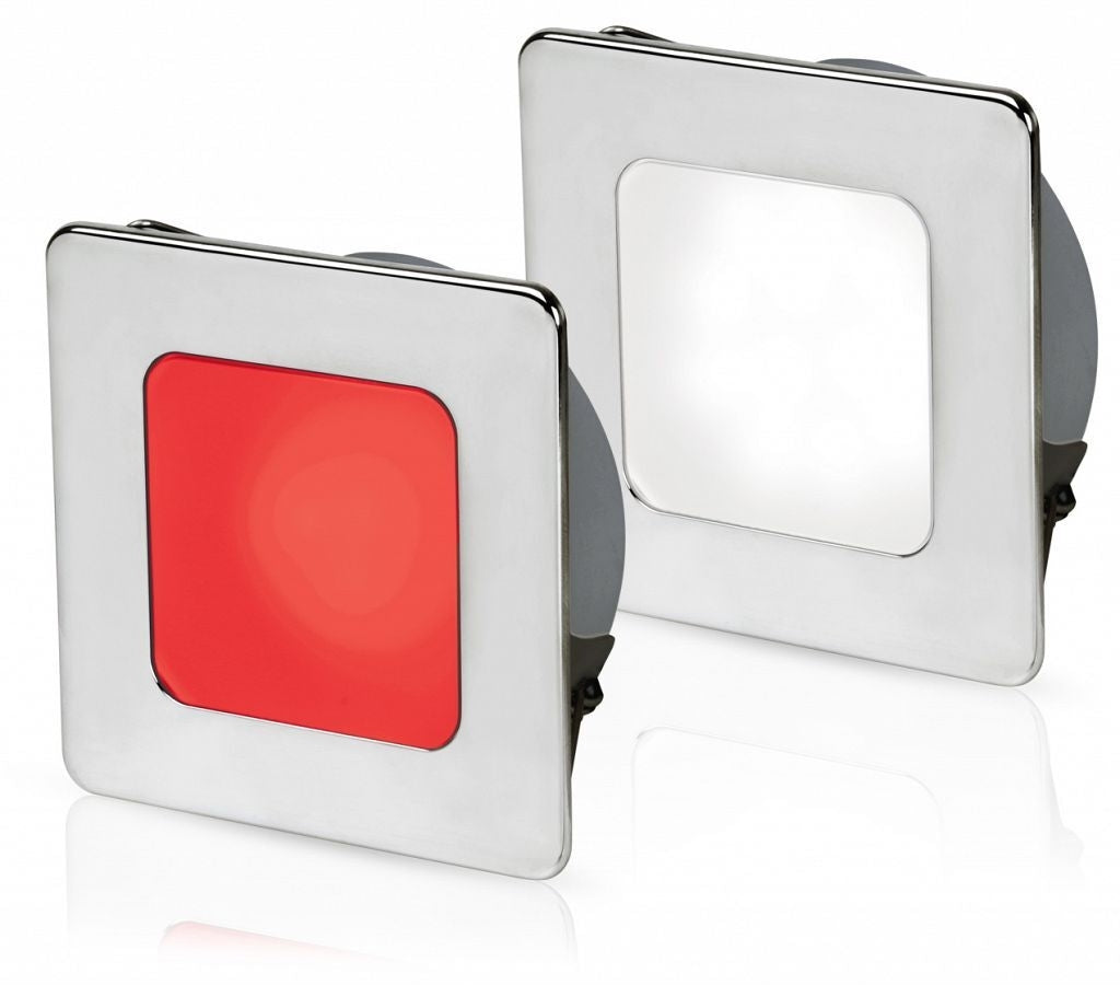Hella EuroLED 95 down light vierkant rvs met wit/rood licht veerbevestiging (2JA958 340-601)