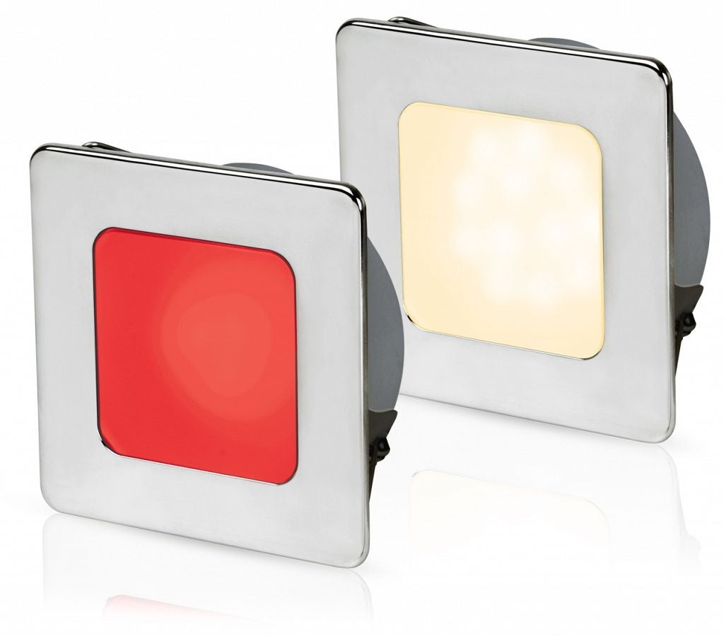 Hella EuroLED 95 down light vierkant rvs met warm wit/rood licht veerbevestiging (2JA958 340-621)