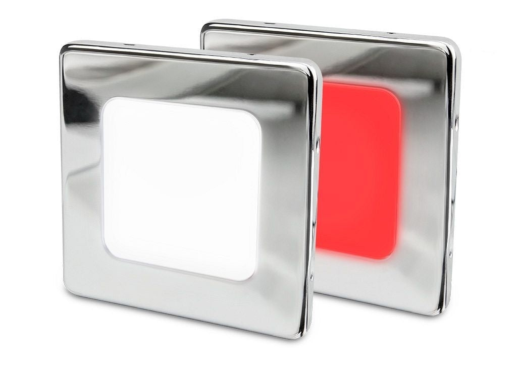 Hella EuroLED 95 down light vierkant rvs met wit/rood licht schroefbevestiging (2JA958 340-661)