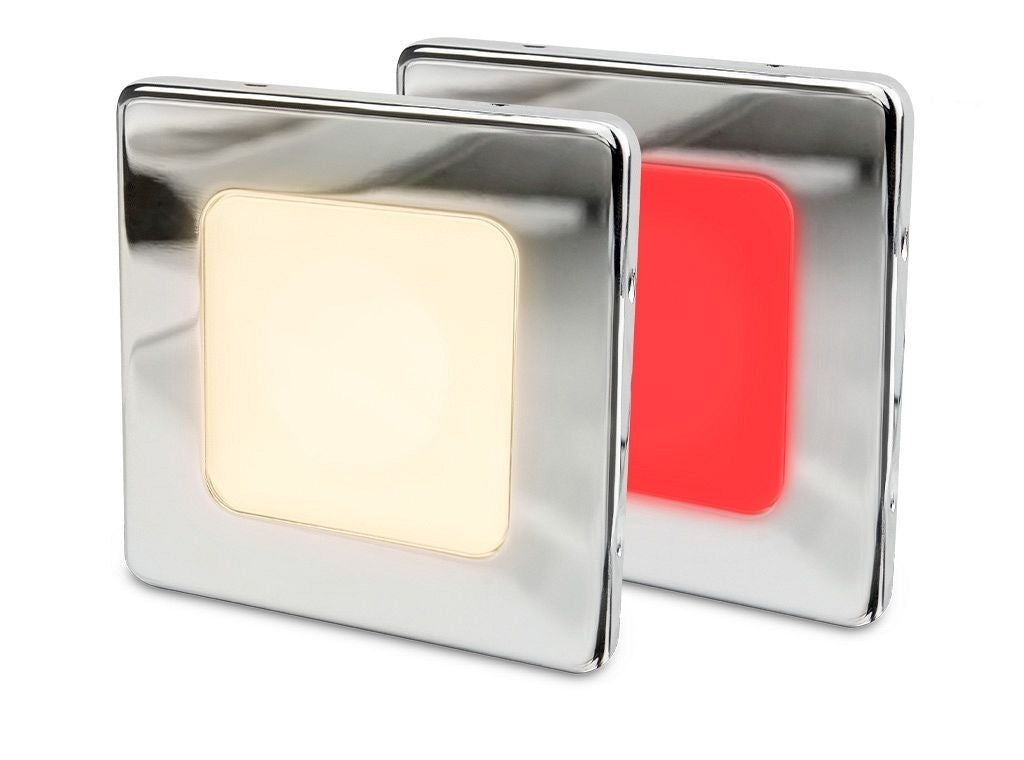 Hella EuroLED 95 down light vierkant rvs met warm wit/rood licht schroefbevestiging (2JA958 340-671)
