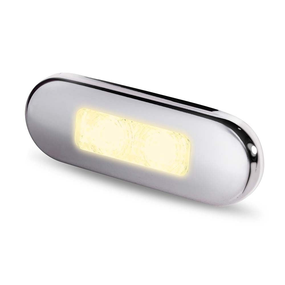 Hella LED courtesy lamp gepolijst rvs316 langwerpig/opbouwmontage 12/24V warm wit licht (2XT980 869-401)
