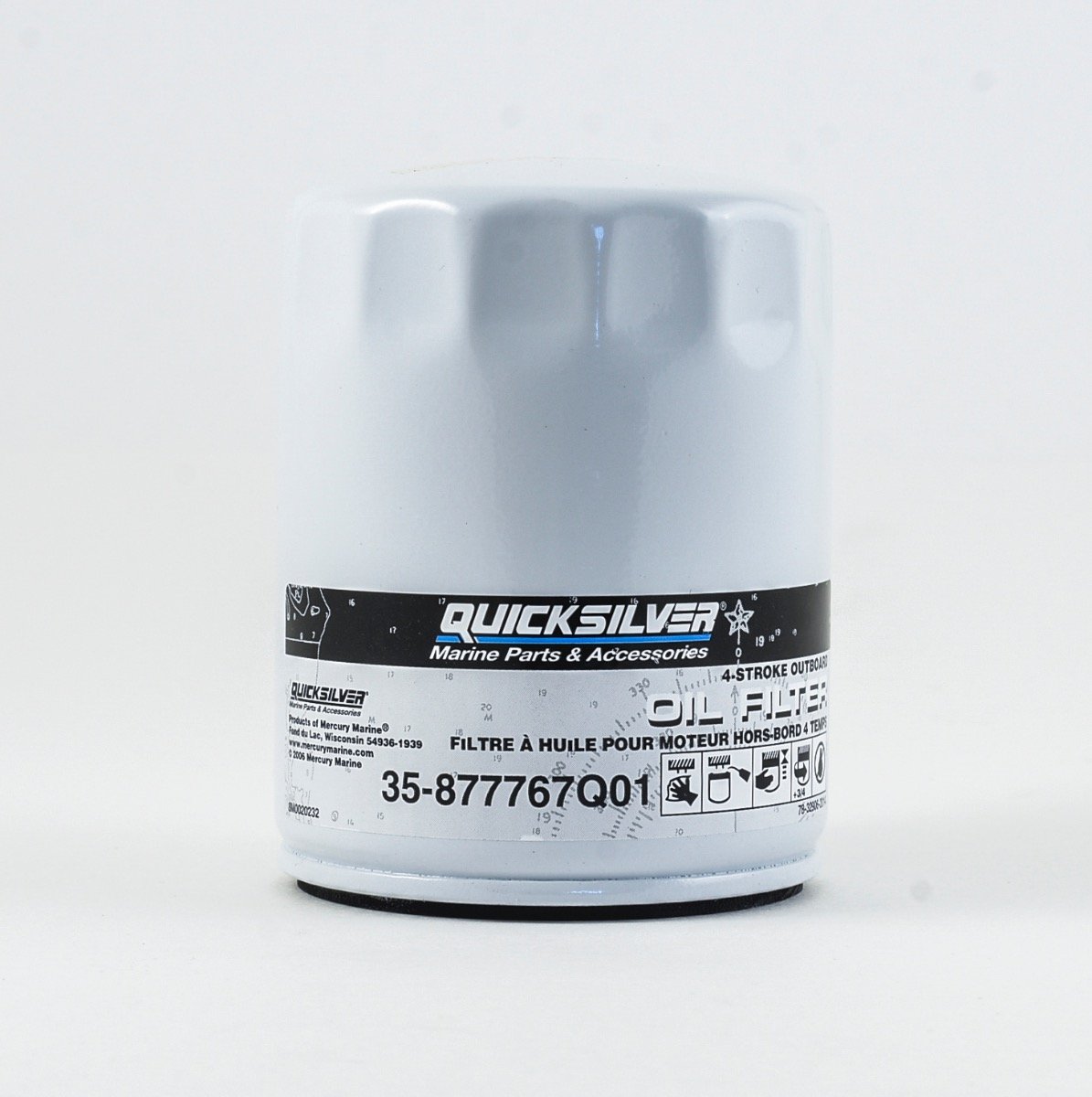 Mercury Quicksilver Outboard Four Stroke Oil Filter - Fits 135 - 150 - 175 - 200 Verado In‑line 4 Cylinder Outboard