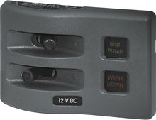 Blue Sea Systems paneel WD 12VDC met zekering 2 posities grijs (vervangt 4302B-BSS) (4302-BSS)