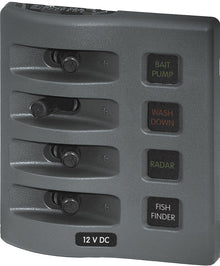 Blue Sea Systems paneel WD 12VDC met zekering 4 posities grijs (vervangt 4304B-BSS) (4304-BSS)