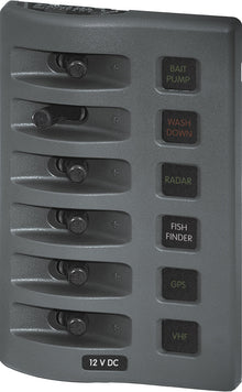 Blue Sea Systems paneel WD 12VDC met zekering 6 posities grijs (vervangt 4306B-BSS) (4306-BSS)