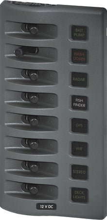 Blue Sea Systems paneel WD 12VDC met zekering 8 posities grijs (vervangt 4308B-BSS) (4308-BSS)
