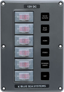 Blue Sea Systems paneel schakelaar H2O CB 6 posities grijs (vervangt 4322B-BSS) (4322-BSS)