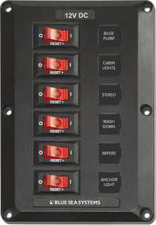 Blue Sea Systems paneel onderdeks 12VDC CB 6 posities (4352-BSS)
