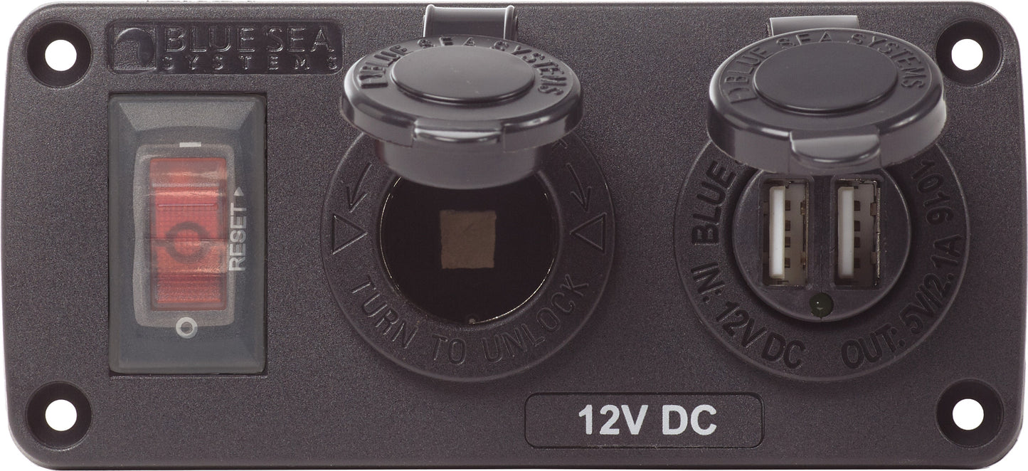 Blue Sea Systems paneel acc H2O USB & stopcontact (4363-BSS)