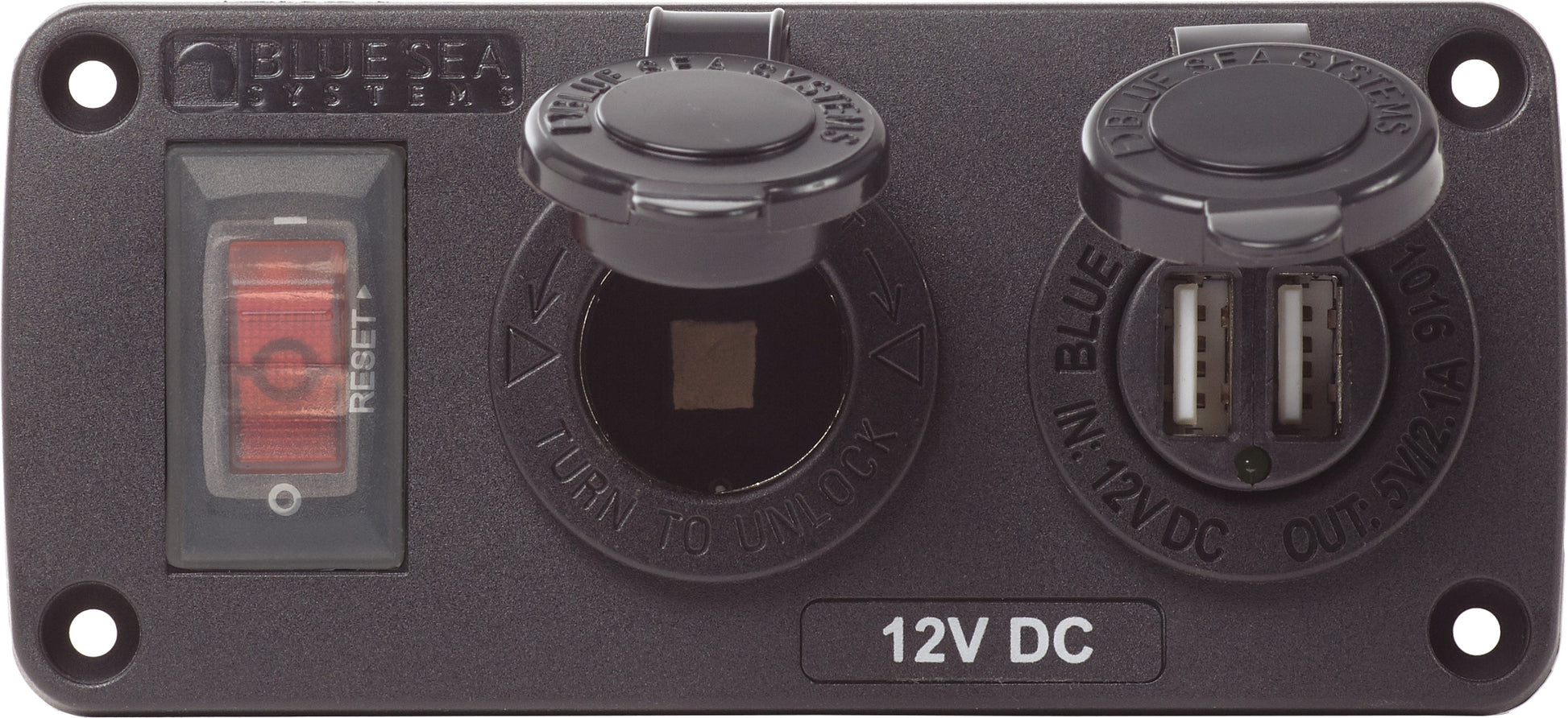Blue Sea Systems paneel acc H2O USB & stopcontact (4363-BSS)