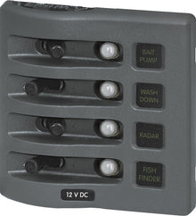 Blue Sea Systems paneel WD 12VDC CLB 4 posities grijs (vervangt 4374B-BSS) (4374-BSS)