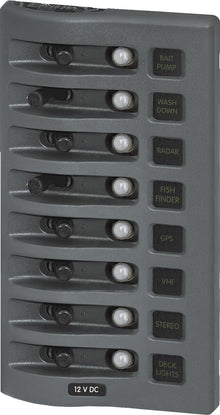 Blue Sea Systems paneel WD 12VDC CLB 8 posities grijs (vervangt 4378B-BSS) (4378-BSS)