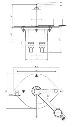 White Label Bipolar hoofdstroomschakelaar 48VDC/250A (443809)