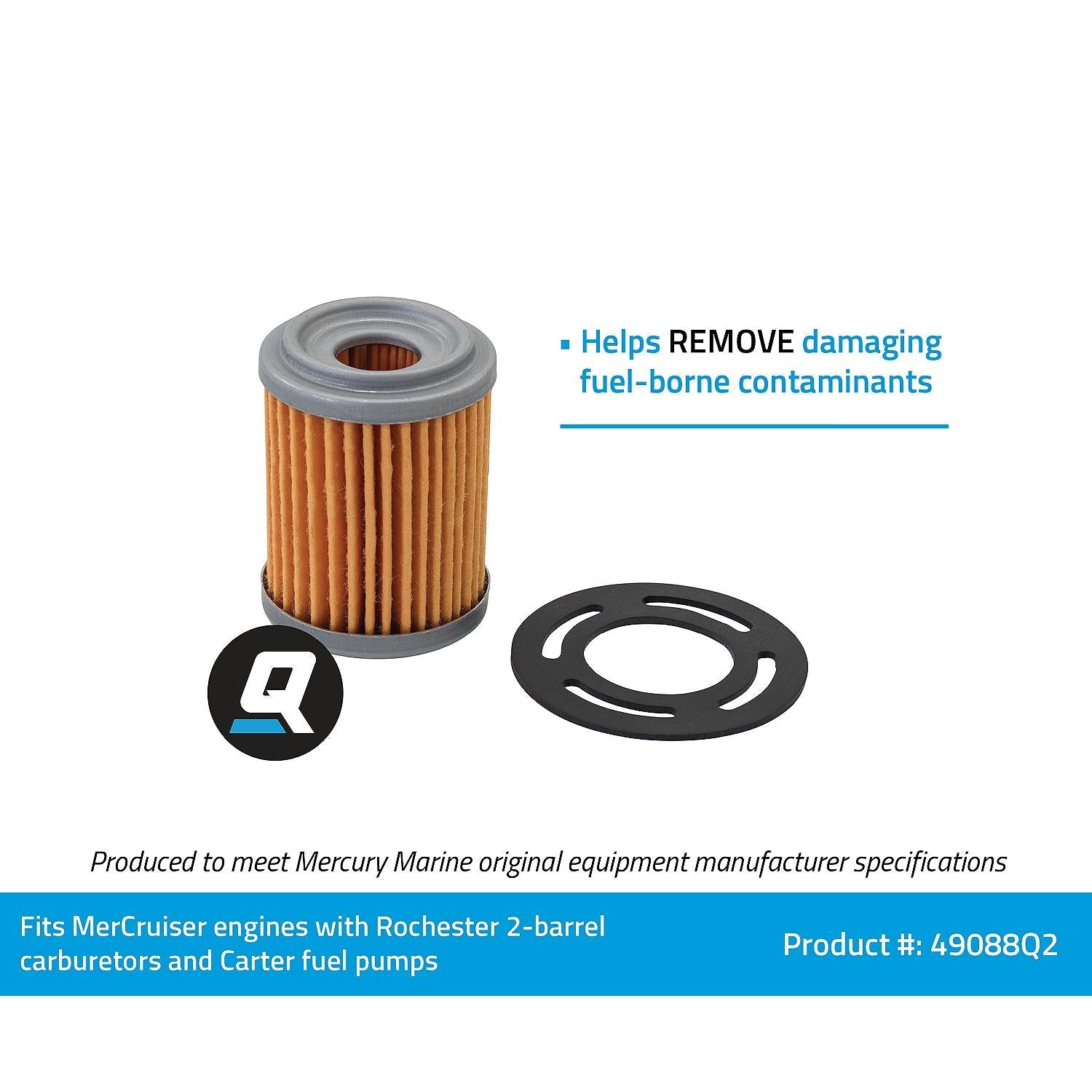 Mercury Mercruiser - Fuel Pump Filter - All MerCruiser Engines w/Rochester 2 Barrel Carburetor & Carter Fuel Pump - 35-49088Q2