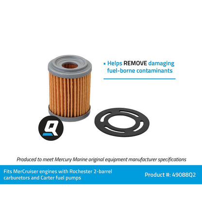 Mercury Mercruiser - Fuel Pump Filter - All MerCruiser Engines w/Rochester 2 Barrel Carburetor & Carter Fuel Pump - 35-49088Q2