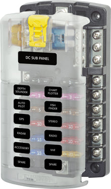 Blue Sea Systems zekeringblok ST-blade 12 circuits met aarding/afdekking (5026-BSS)