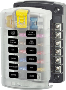 Blue Sea Systems zekeringblok ST-blade 12 circuits met afdekking (5029-BSS)