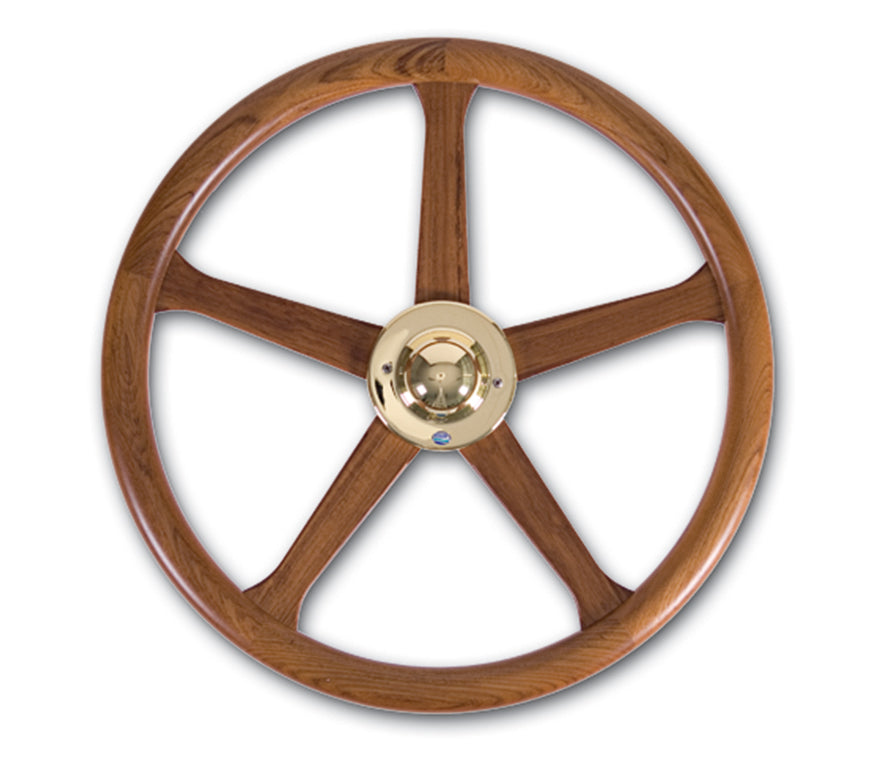 Stazo hoepelstuurwiel type 19 teak 80cm messing (5663)