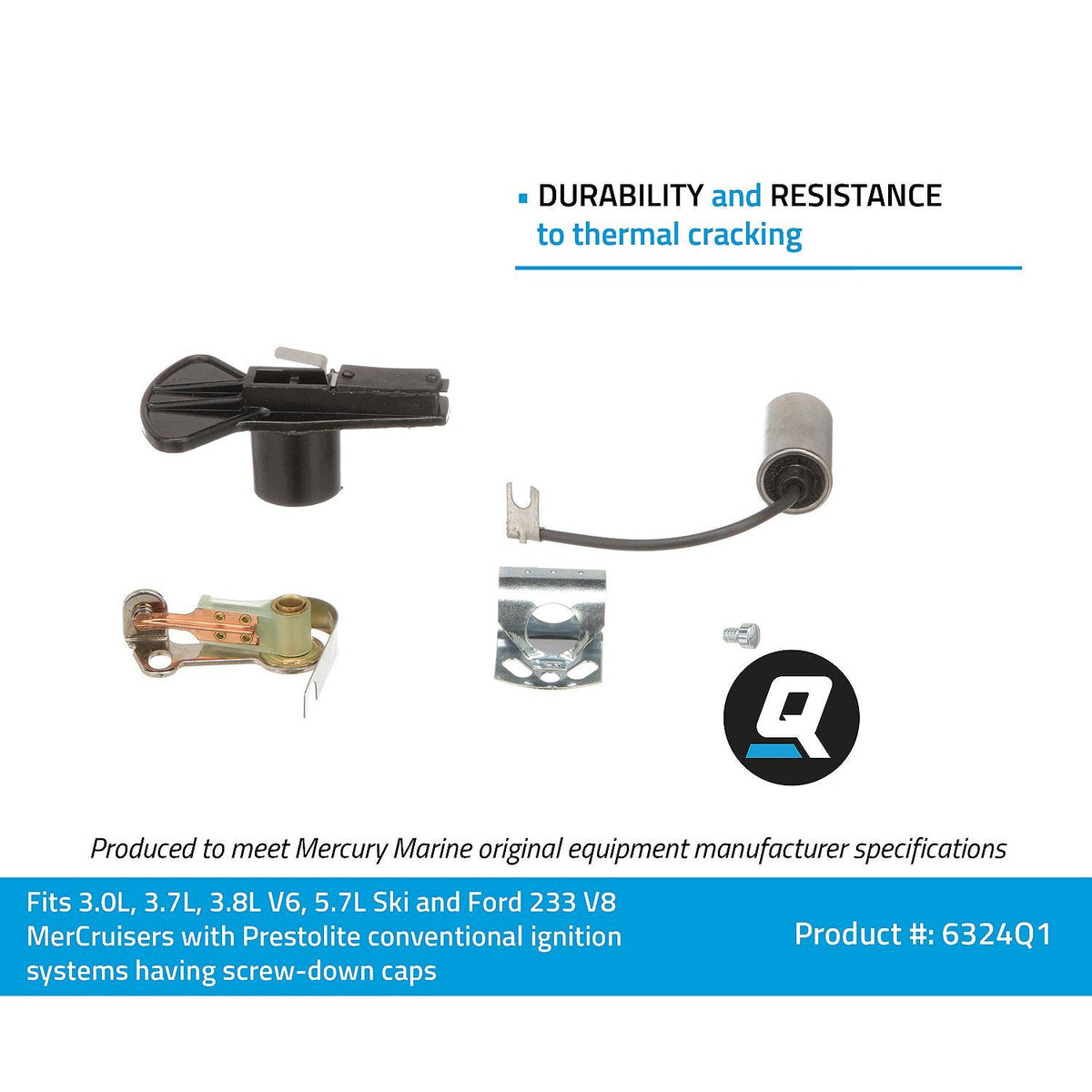 Mercury – Quicksilver Ignition Tune-Up Kit | Prestolite Conventional System | GM &amp; Ford Engines | 6324Q1