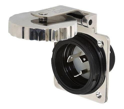 Marinco 32A 230V easy lock inlaat roestvrij staal met behuizing (6371EL-BX)