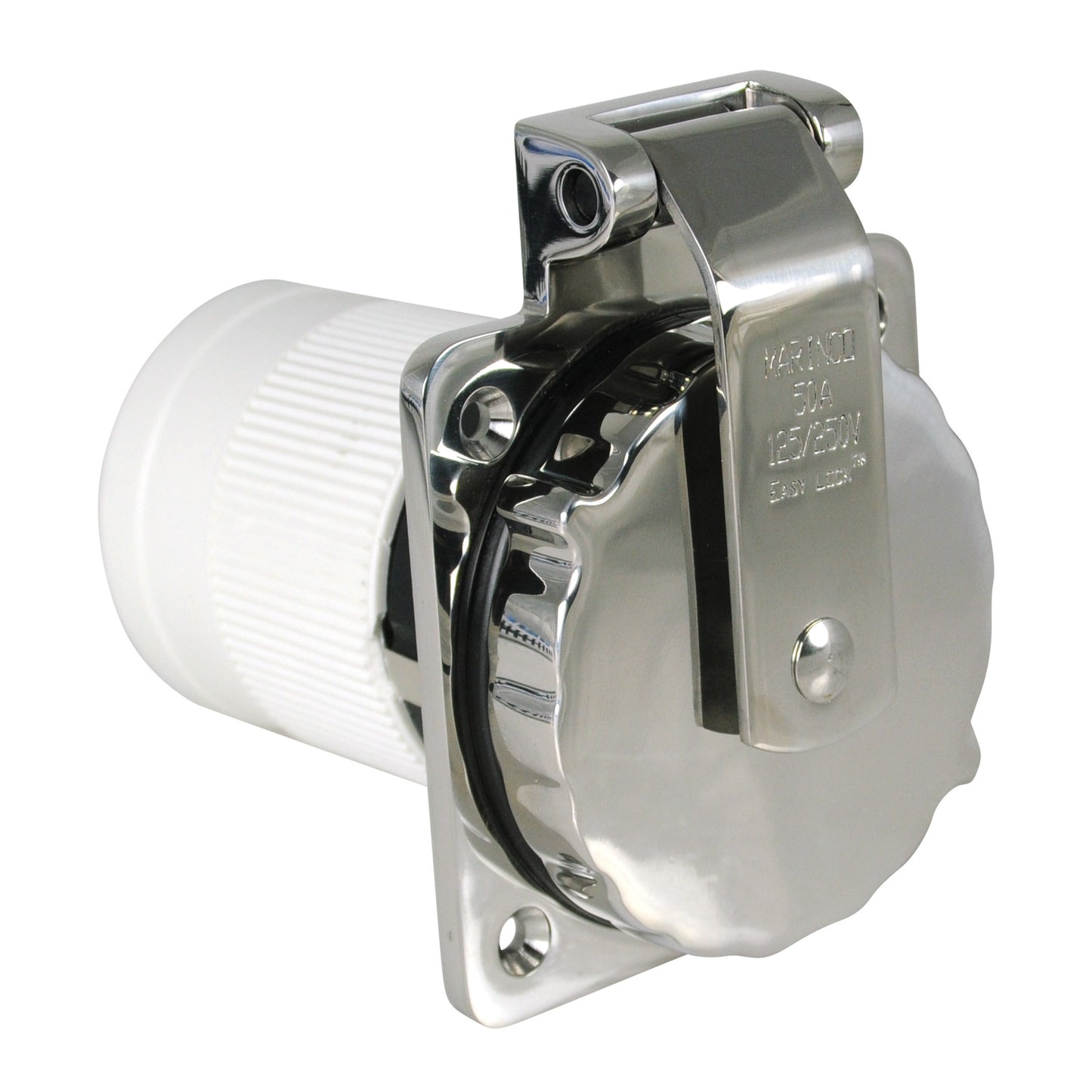 Marinco 50A 125/250V easy lock inlet stainless steel (replaces 6373CR &6374CR) (6373EL-B)