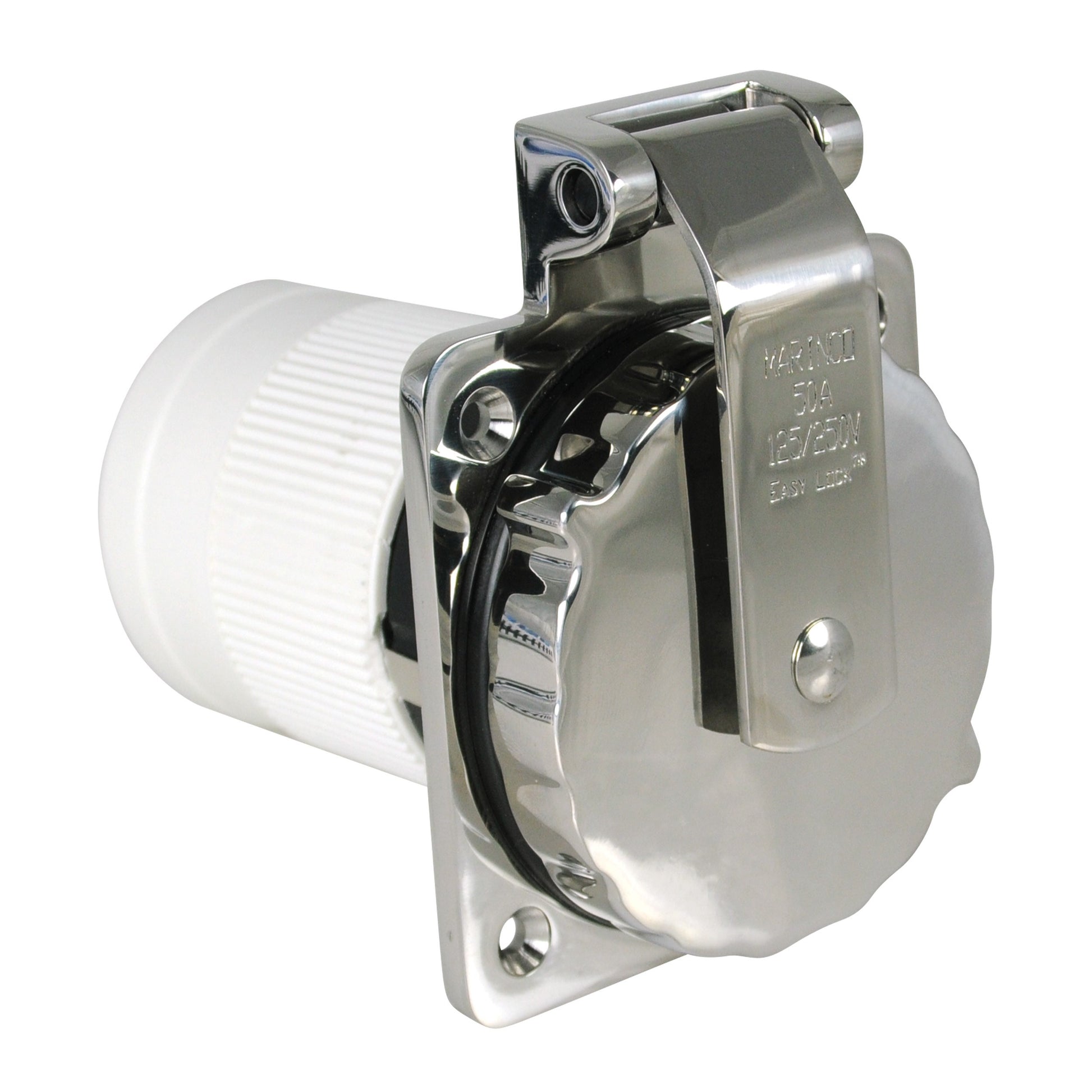 Marinco 50A 125/250V easy lock inlet stainless steel (replaces 6373CR &6374CR) (6373EL-B)