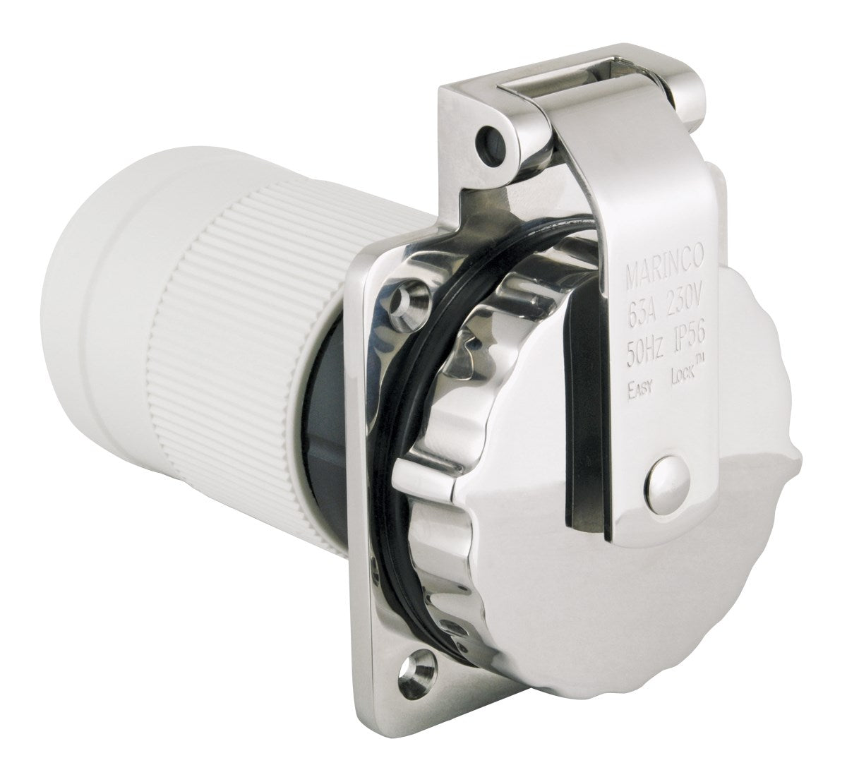 Marinco 63A 230V 3W easy lock inlaat roestvrij staal vergrendelbaar (6401EL-BX)