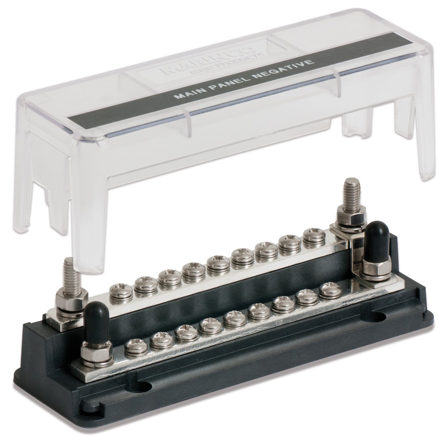 BEP Marine Z bus bar pro installer with cover 4x studs 6mm (1/4") and 18x screw terminals 4mm (5/32") 2x200A 50V DC (777-Z18W-200)