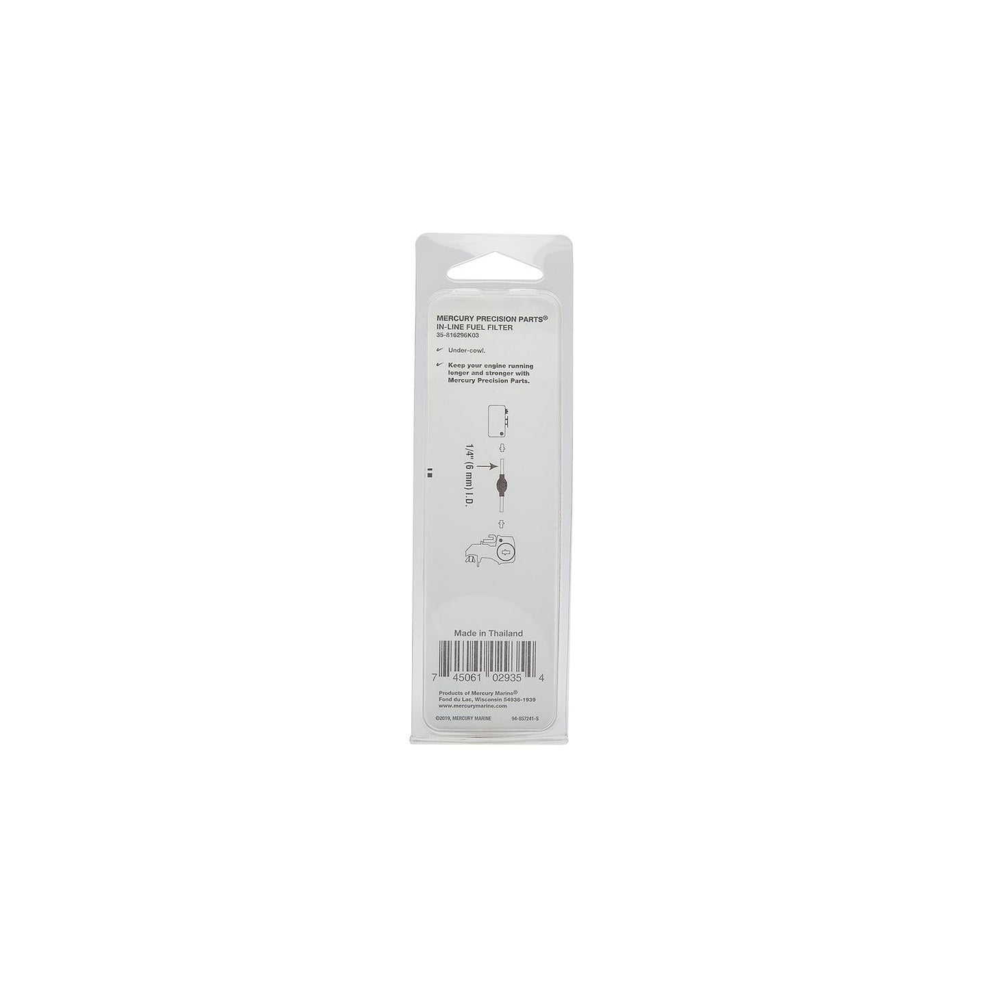 Mercury 35-816296K03 Outboard In Line Fuel Filter 1/4" ID - Fits 8/9 HP - 9/15 HP Four Stroke