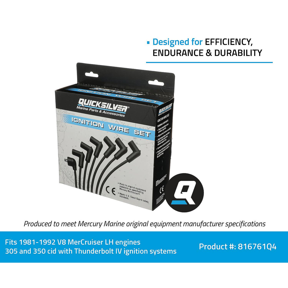 Mercury Mercruiser - Spark Plug Wire Kit - Fits GM V-8 305/350 CID Engines with Thunderbolt IV Ignition - 84-816761Q4