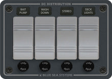 Blue Sea Systems paneel H2O 12VDC AGC 4 posities horizontaal (vervangt 8262B-BSS) (8262-BSS)