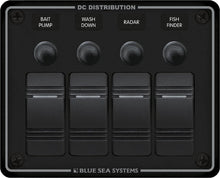 Blue Sea Systems paneel H2O 12VDC CLB 4 posities zwart horizontaal (vervangt 8372B-BSS) (8372-BSS)