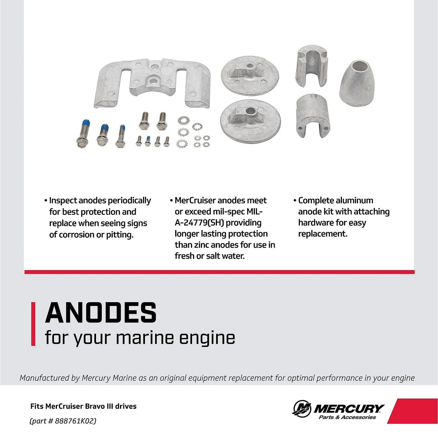 Mercury Mercruiser Bravo III Aluminum Anode Kit - 97-888761K02