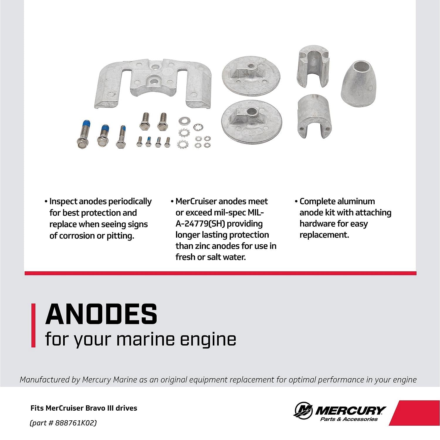 Mercury Mercruiser Bravo III Aluminum Anode Kit - 97-888761K02