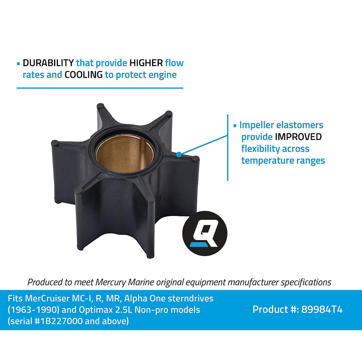 Mercury - Outboard Water Pump Impeller - Fits MCM & Outboard Applications - 47-89984T4