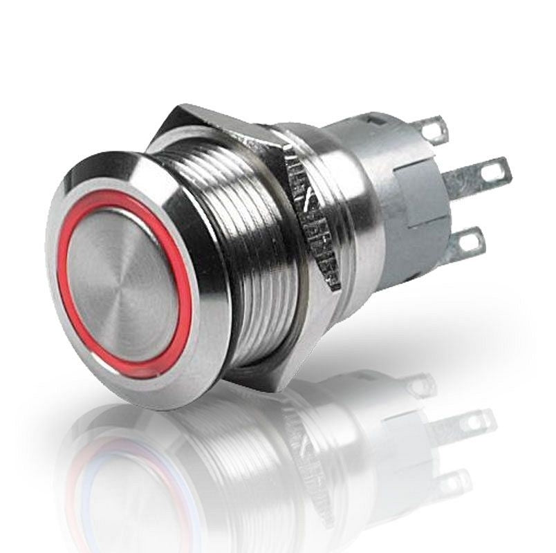 Hella puls drukknop rvs 24V aan/uit LED rood ø19mm (8HG958 455-301)