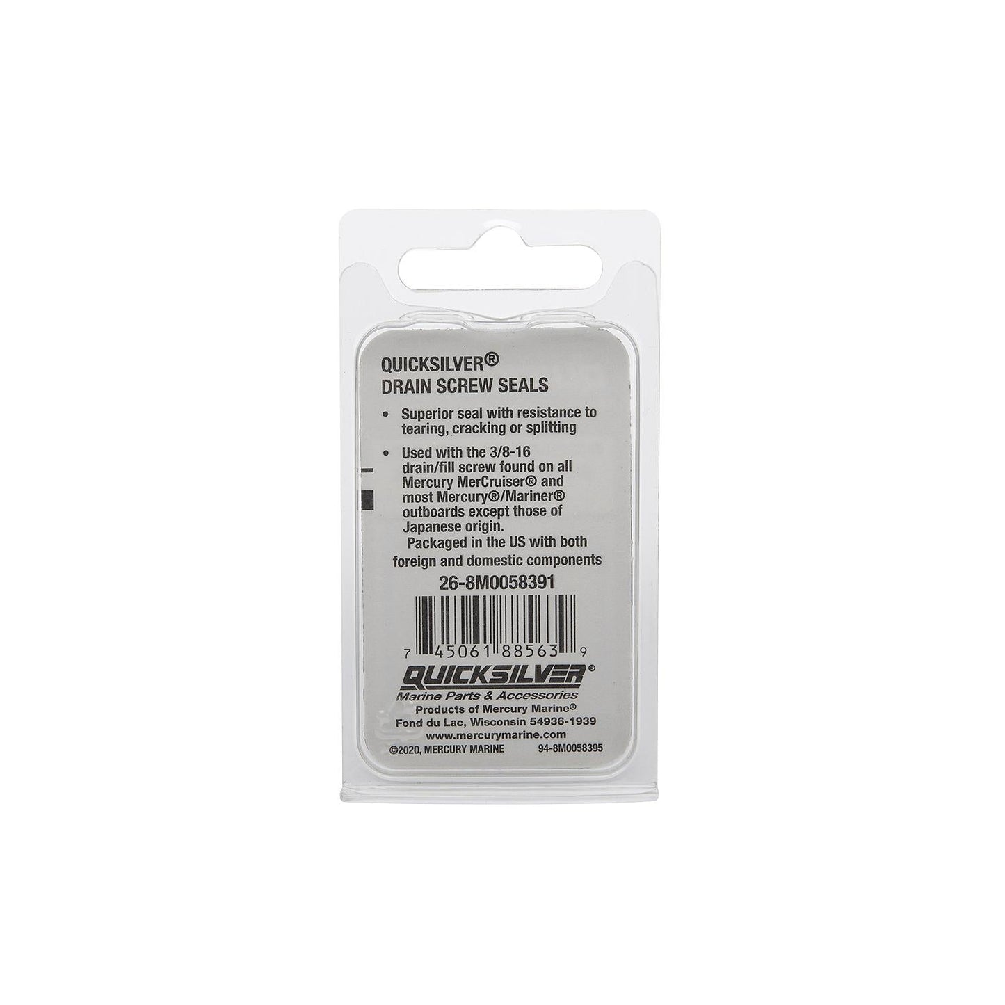 Mercury – Gear Case Drain Screw Seal - Sold Individually | Gearcase Hardware | Rubber-Coated Stainless Steel | 8M0058391