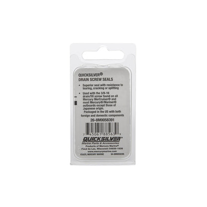 Mercury – Gear Case Drain Screw Seal - Sold Individually | Gearcase Hardware | Rubber-Coated Stainless Steel | 8M0058391
